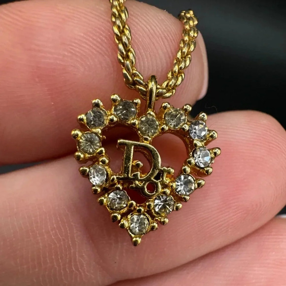 Authentic CD 18K gold plated Christian Dior heart necklace - Picture 9 of 13